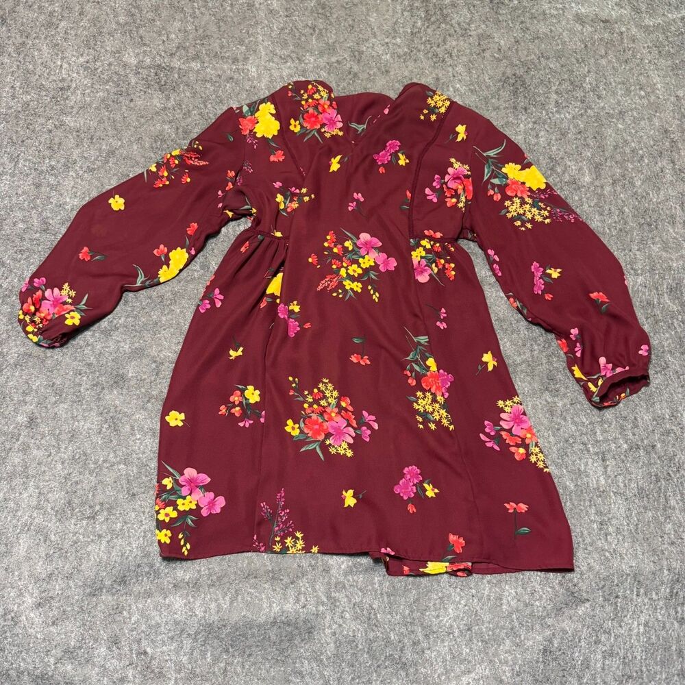 Old Navy Womens Swing Dress Size XL Red Floral V-Neck Boho